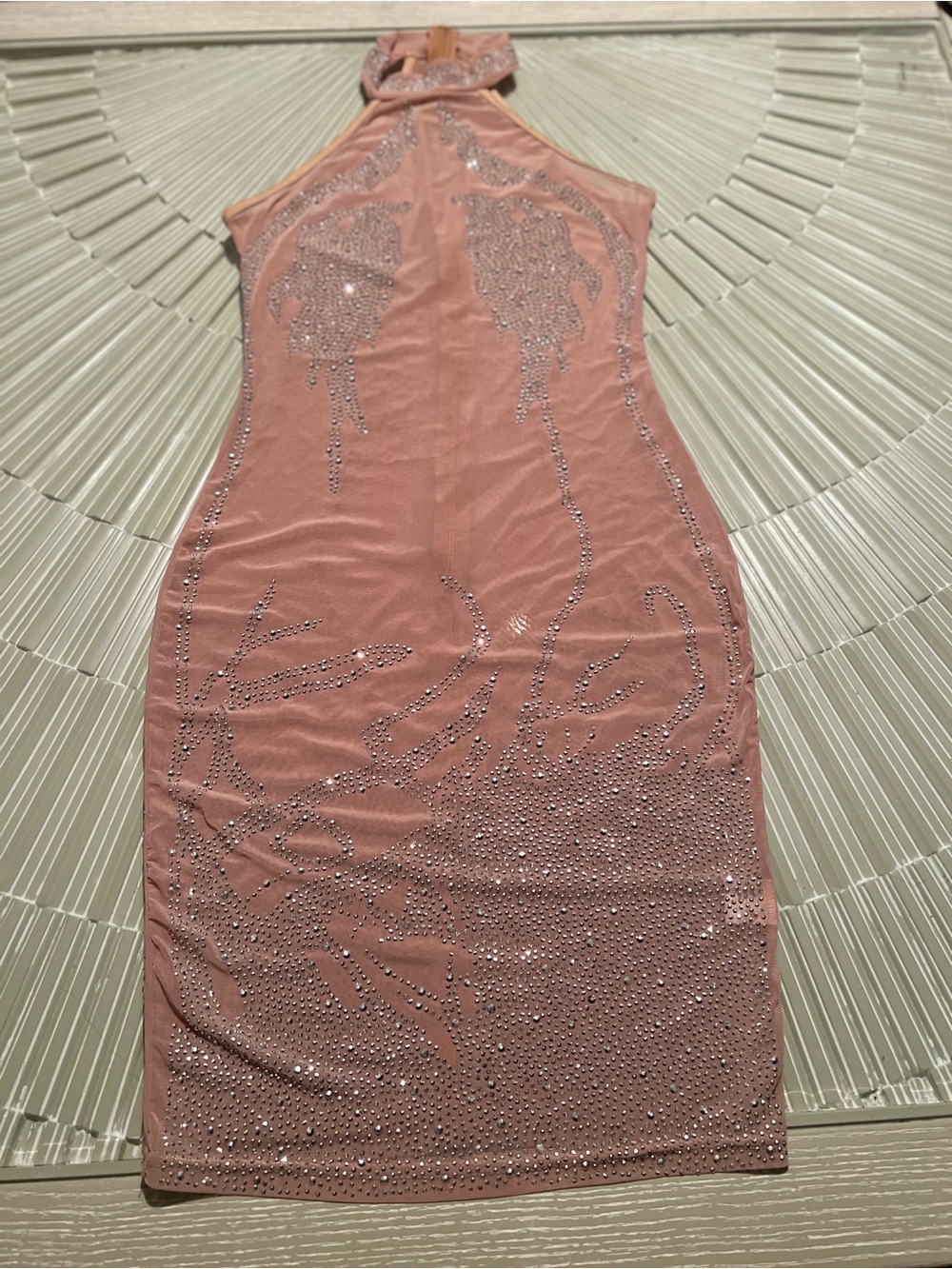 Sequin Halter Bodycon Dress - Dusty Pink